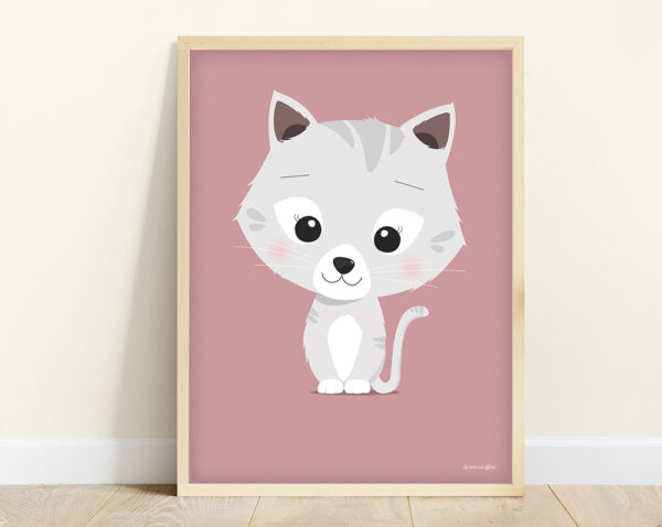 affiche bébé chat rose