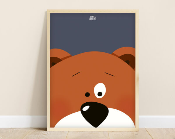 affiche forêt bébé ours brun