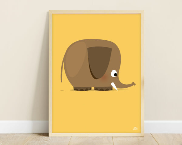 affiche savane bébé éléphant jaune