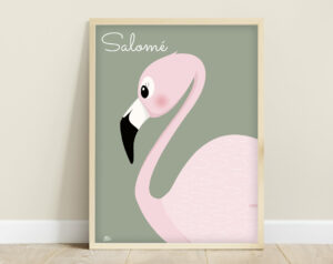 Affiche bébé flamant rose