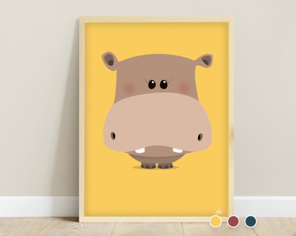 affiche savane bébé hippopotame