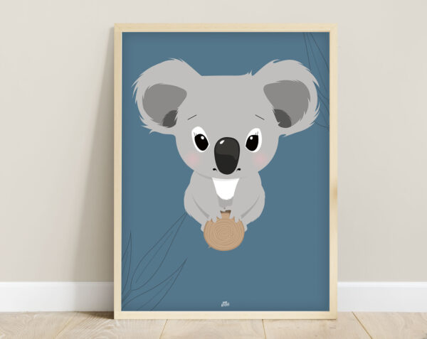 affiche jungle bébé koala bleu