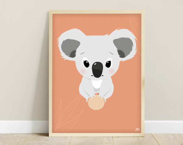 affiche jungle bébé koala orange