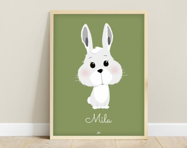 affiche jungle bébé lapin vert