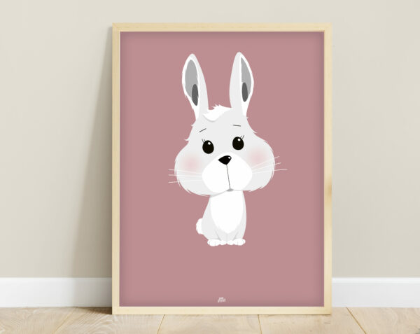 affiche jungle bébé lapin rose