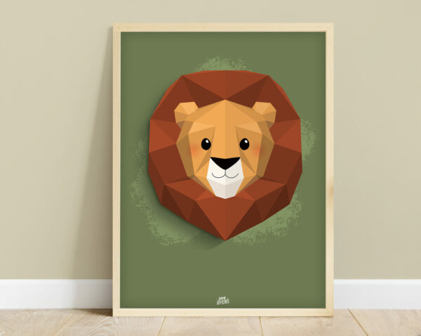 affiche savane bébé lion vert