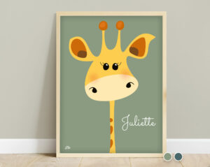 Affiche savane bébé girafe