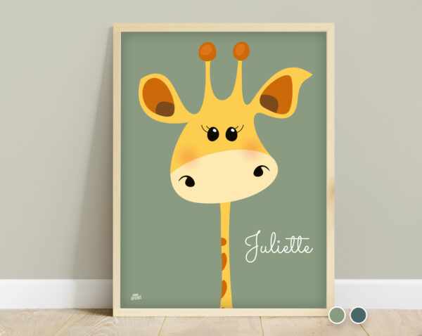 affiche savane bébé girafe