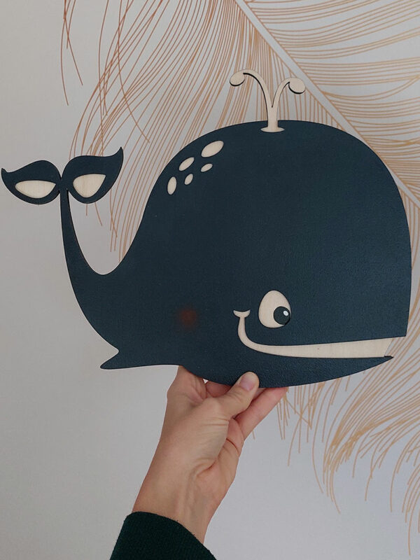 lampe veilleuse baleine en bois