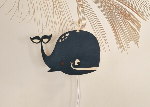 lampe veilleuse baleine en bois