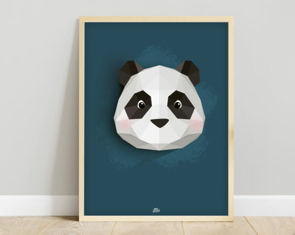 affiche jungle bébé panda bleu foncé