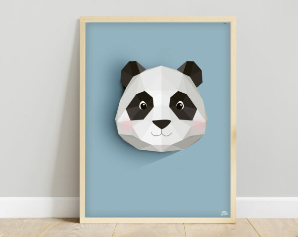 affiche jungle bébé panda bleu clair