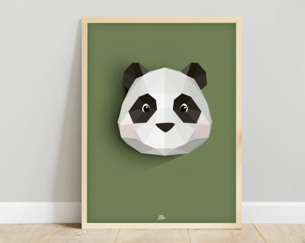 affiche jungle bébé panda vert