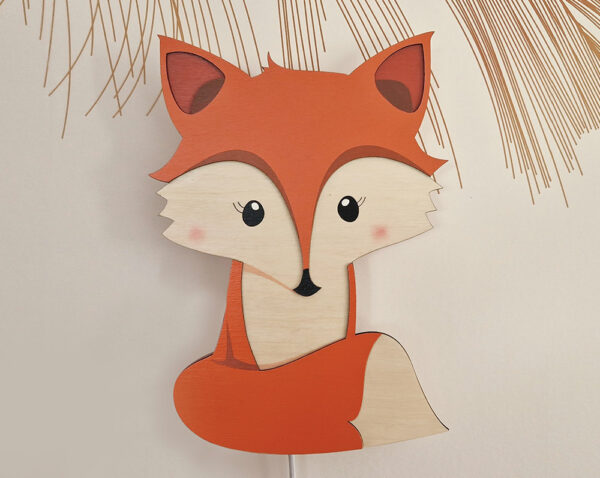 lampe veilleuse renard en bois