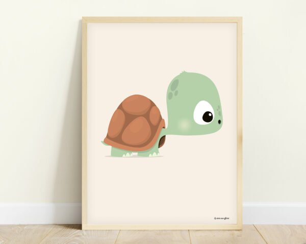 affiche bébé tortue beige