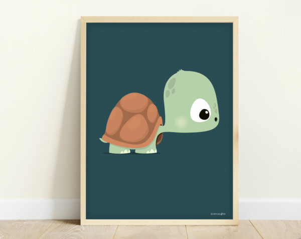 affiche bébé tortue bleu